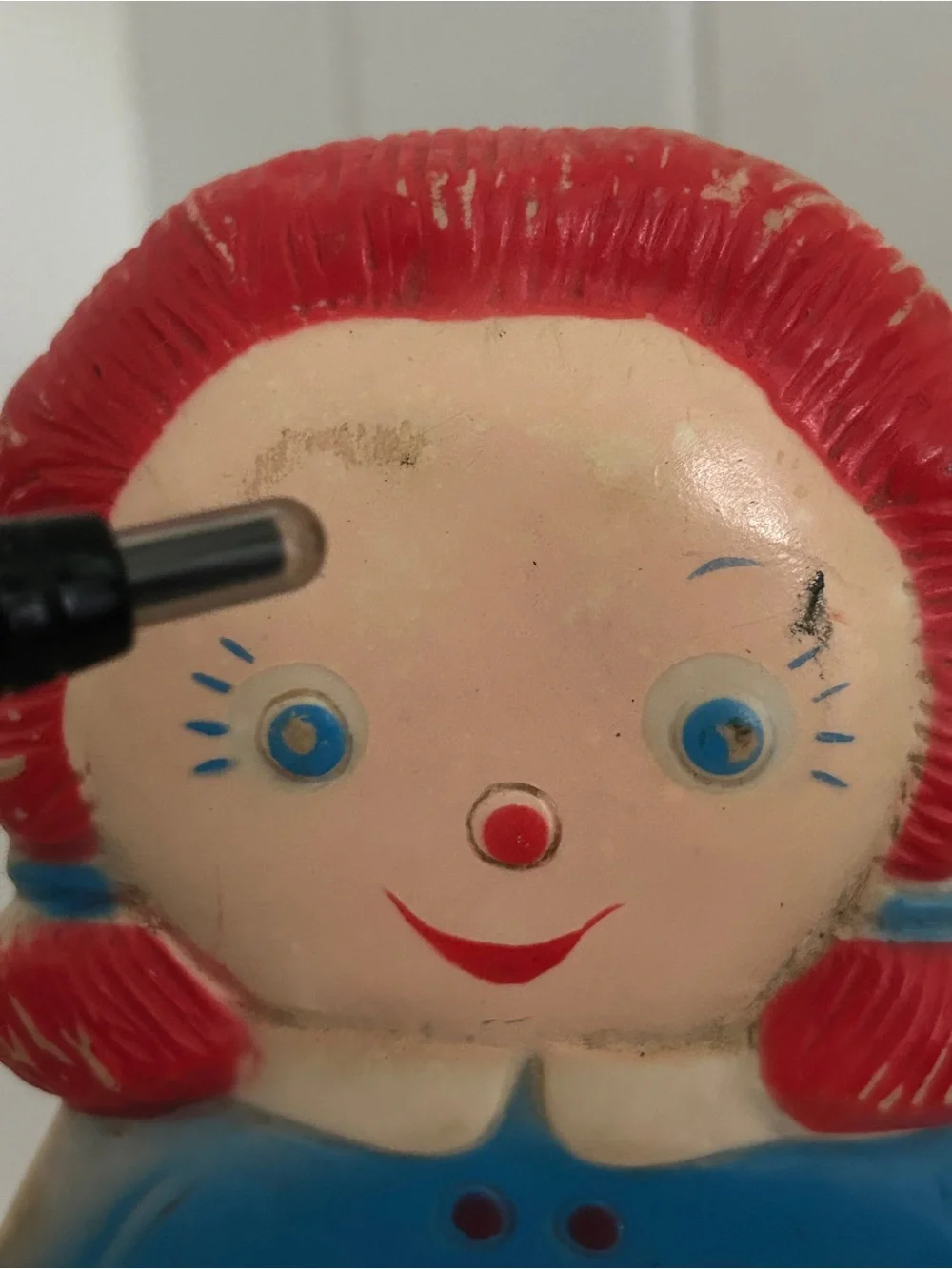 Vintage 1962 Jolly Blinker Raggedy Ann Rubber Squeak Toy Doll 60s retro